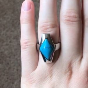 Antique Diamond Turquoise Silver Ring